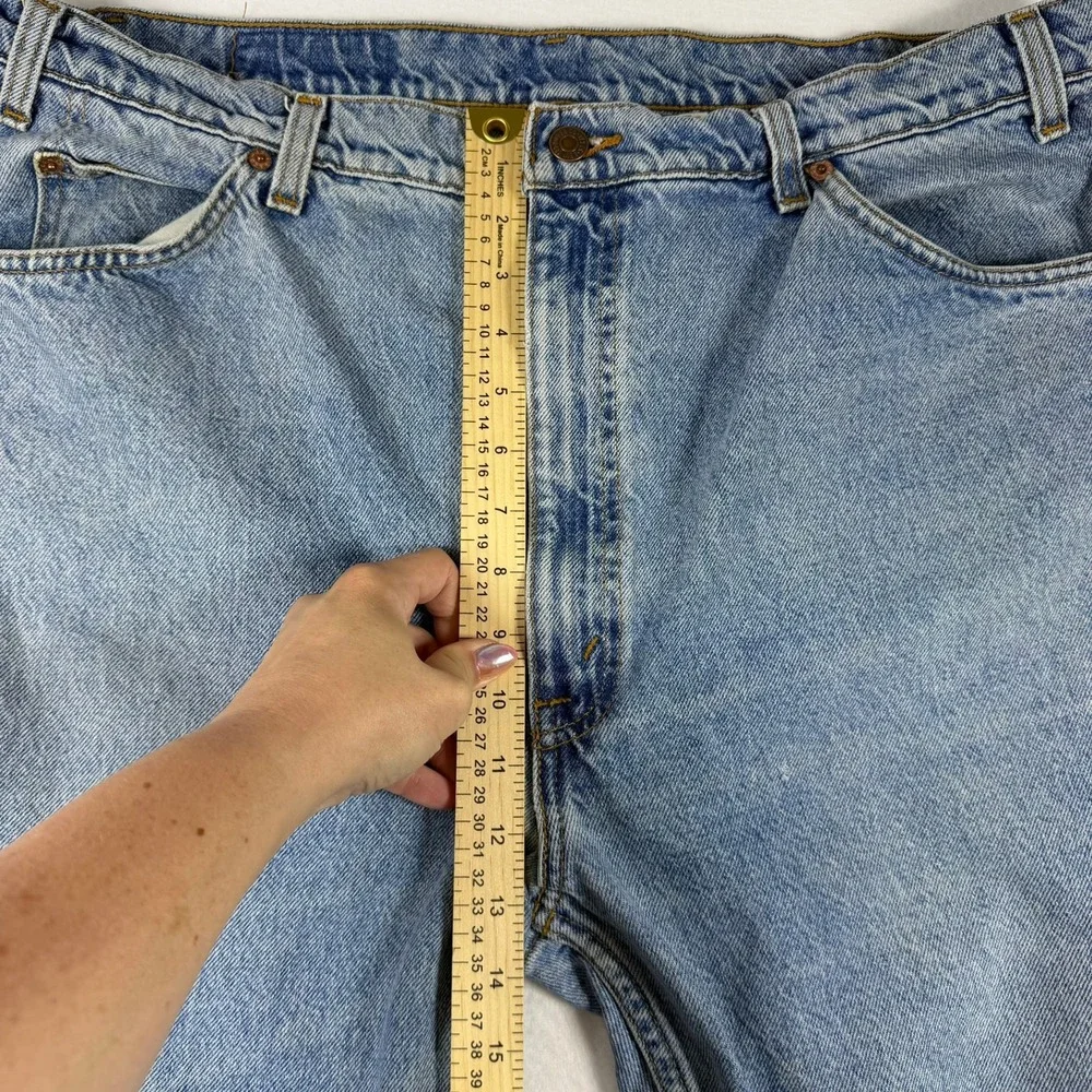 Levis 505 Regular Fit Straight Leg Jeans Mens 42x30 Light Wash Blue Denim 90s